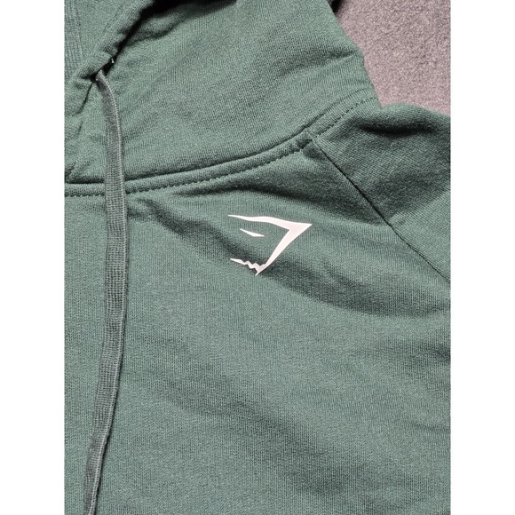 Gymshark Womens Medium Green Cropped Hoodie Long Sleeve Pullover Activewear - Picture 2 of 8